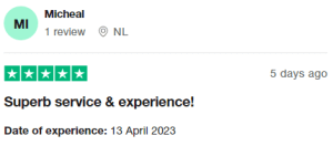 Customer comment: Superb service & experience!